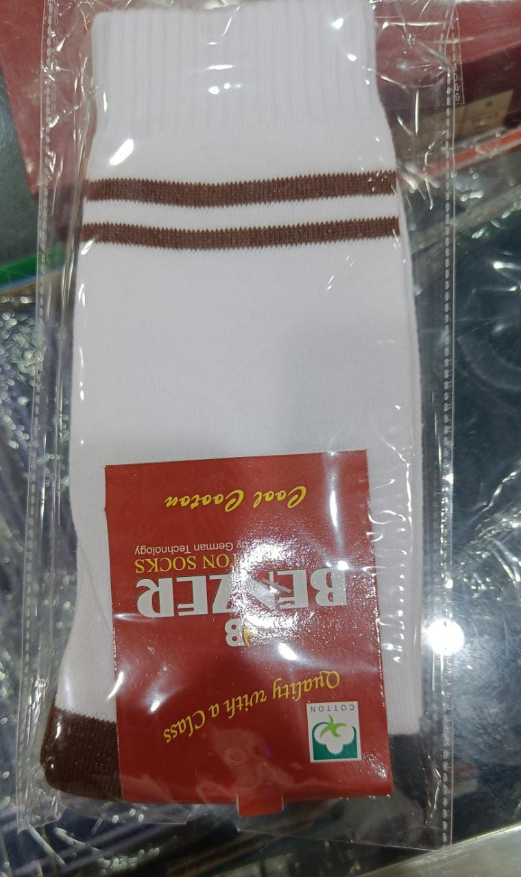 2 511 WHITE SOCKS LIGHT COFFEE PATTI WITH TWO TONE HALF  TERRY