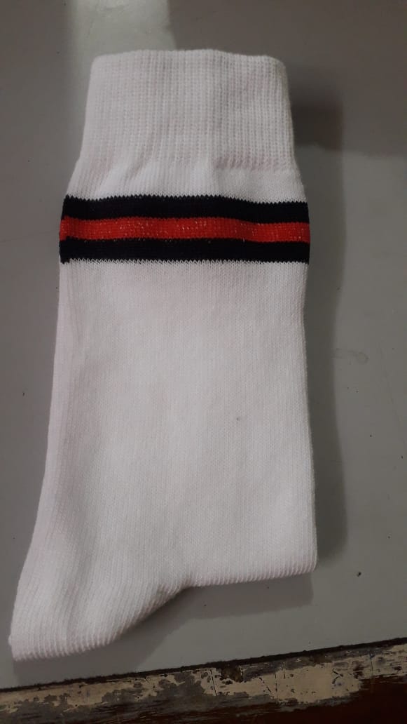 WHITE SOCKS RED/BLACK PATTI LYCRA