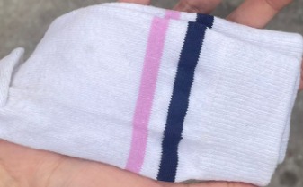 WHITE SOCKS NAVY / PINK PATTI