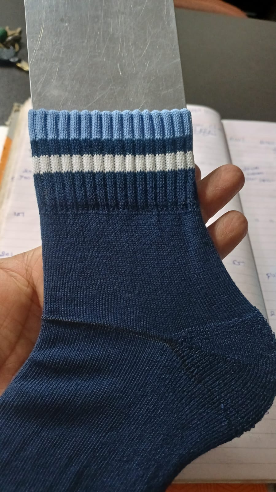 6 516 NAVY SOCKS 2 PATTI SKY/WHITE  ANKLE HALF TERRY