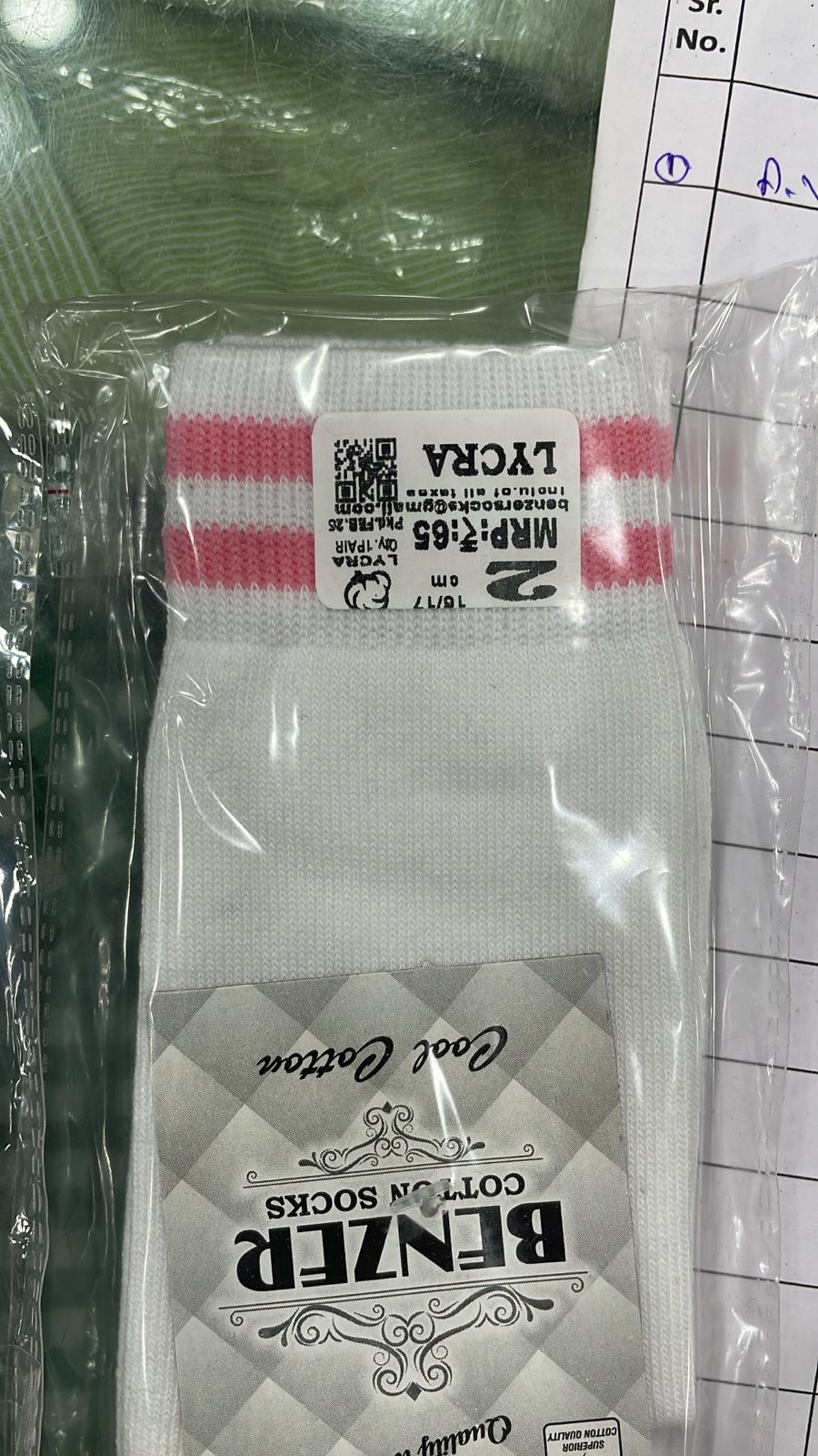 WHITE SOCKS PINK PATTI IN ELASTIC LYCRA
