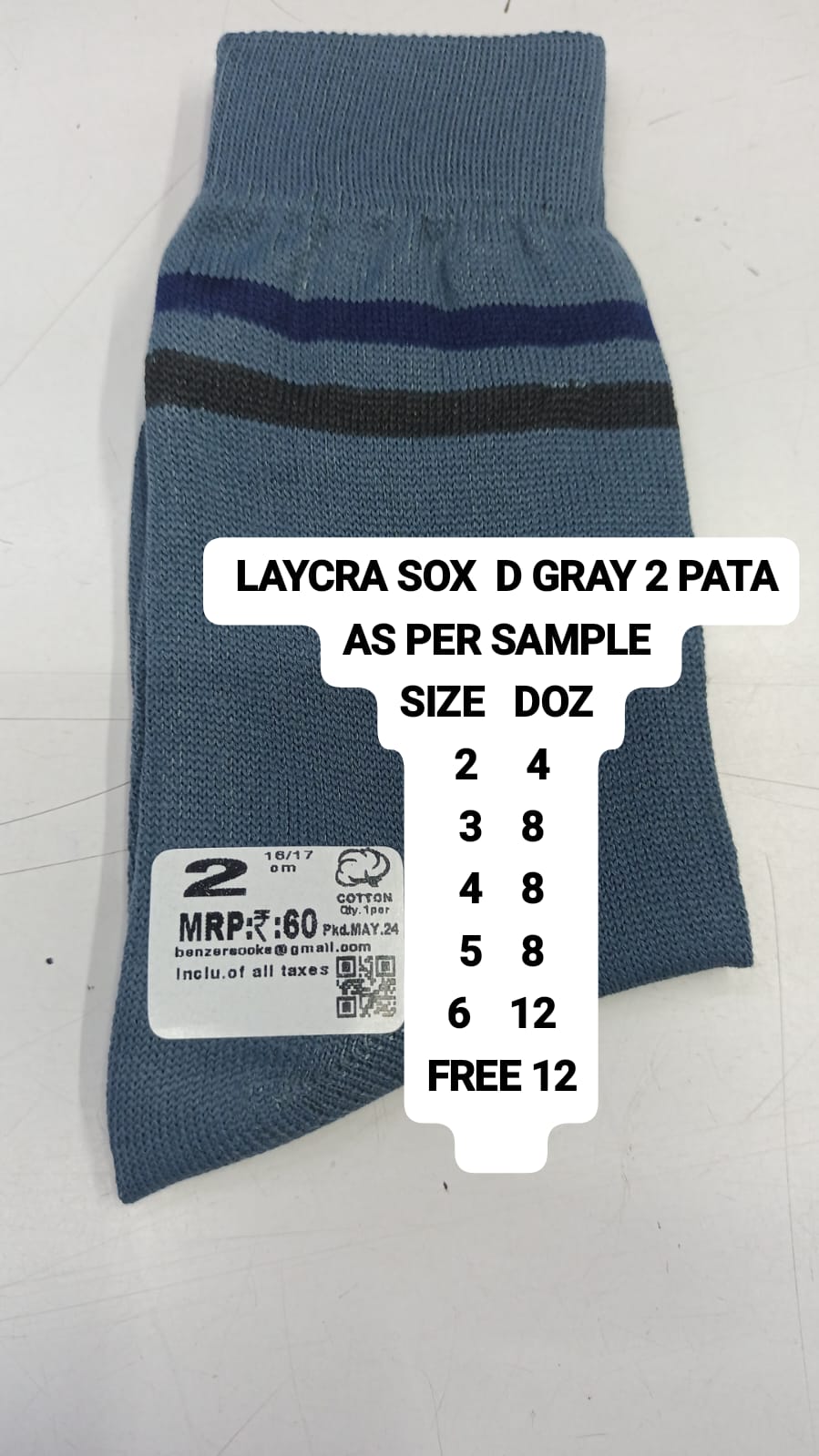 D.GRAY SOCKS NAVY/COFFEE PATTI LYCRA