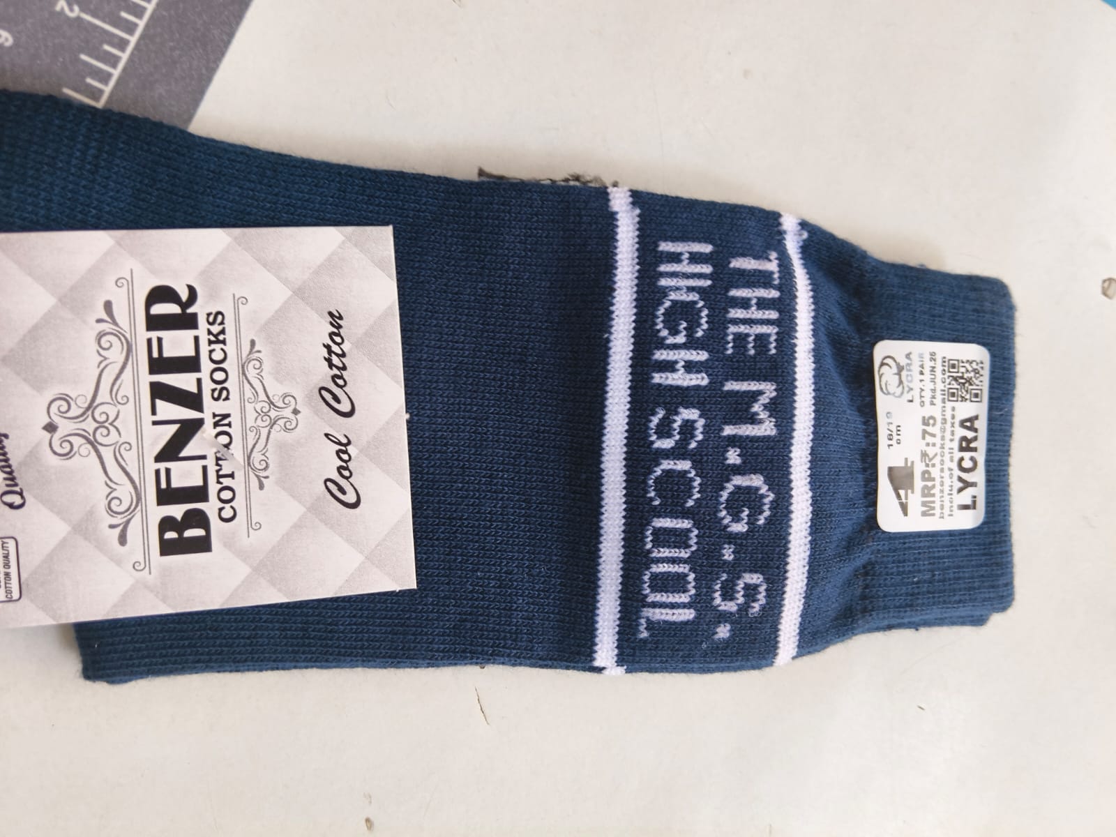 8 231 AIRFORSE BLUE SOCKS WHITE PATTI NAME - THE M.G.S HIGH SCHOOL 
