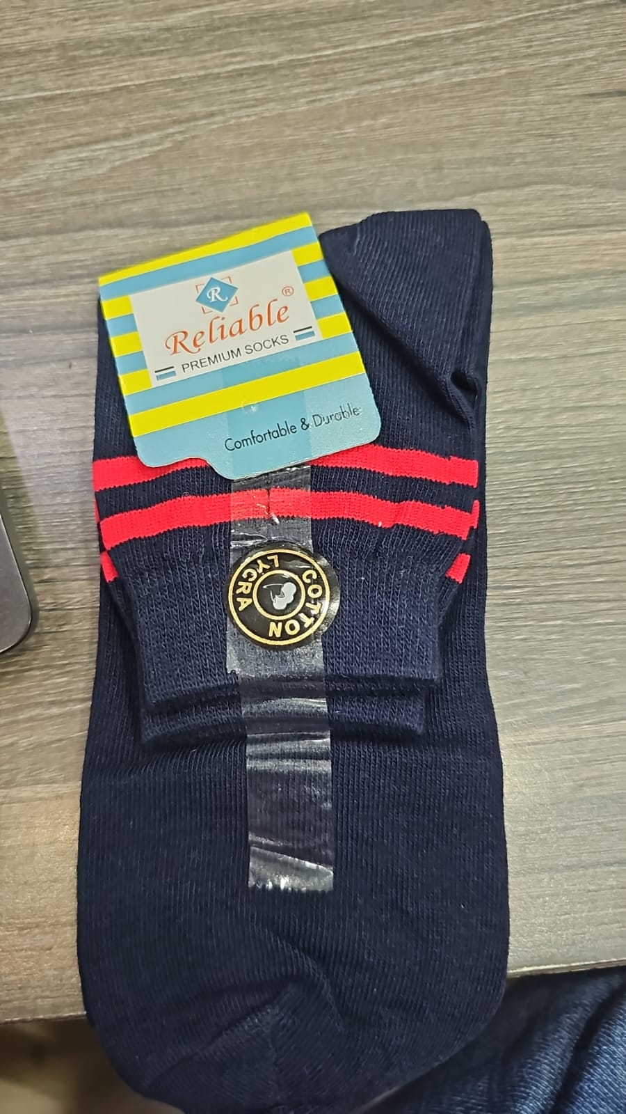 D.NAVY SOCKS 2 RED PATTI ANKLE LYCRA