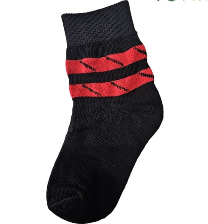 BLACK SOCKS RED PATTI BLACK CUT DESIGN IN ANKLE