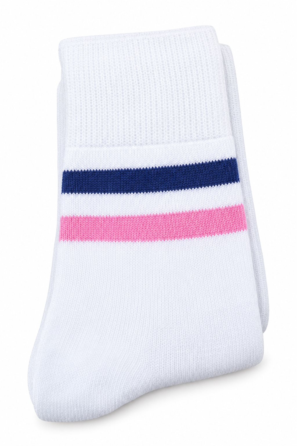 WHITE SOCKS NAVY / PINK PATTI