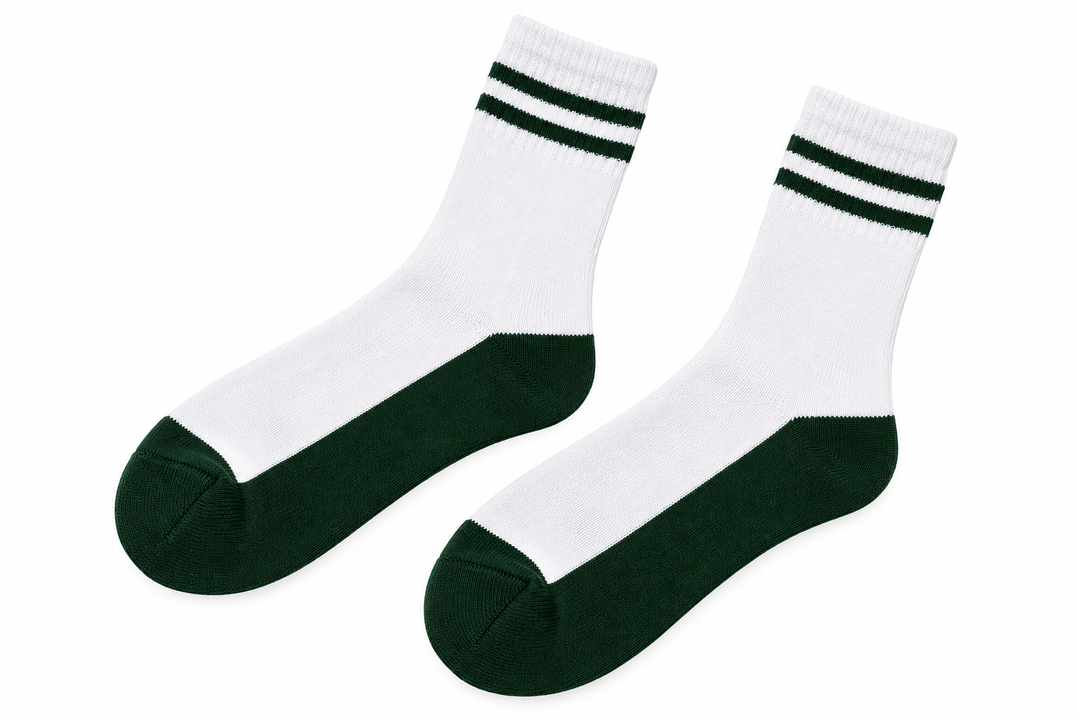 WHITE SOCKS BOTTLE GREEN PATTI TWO TONE ANKLE FULL TERRY