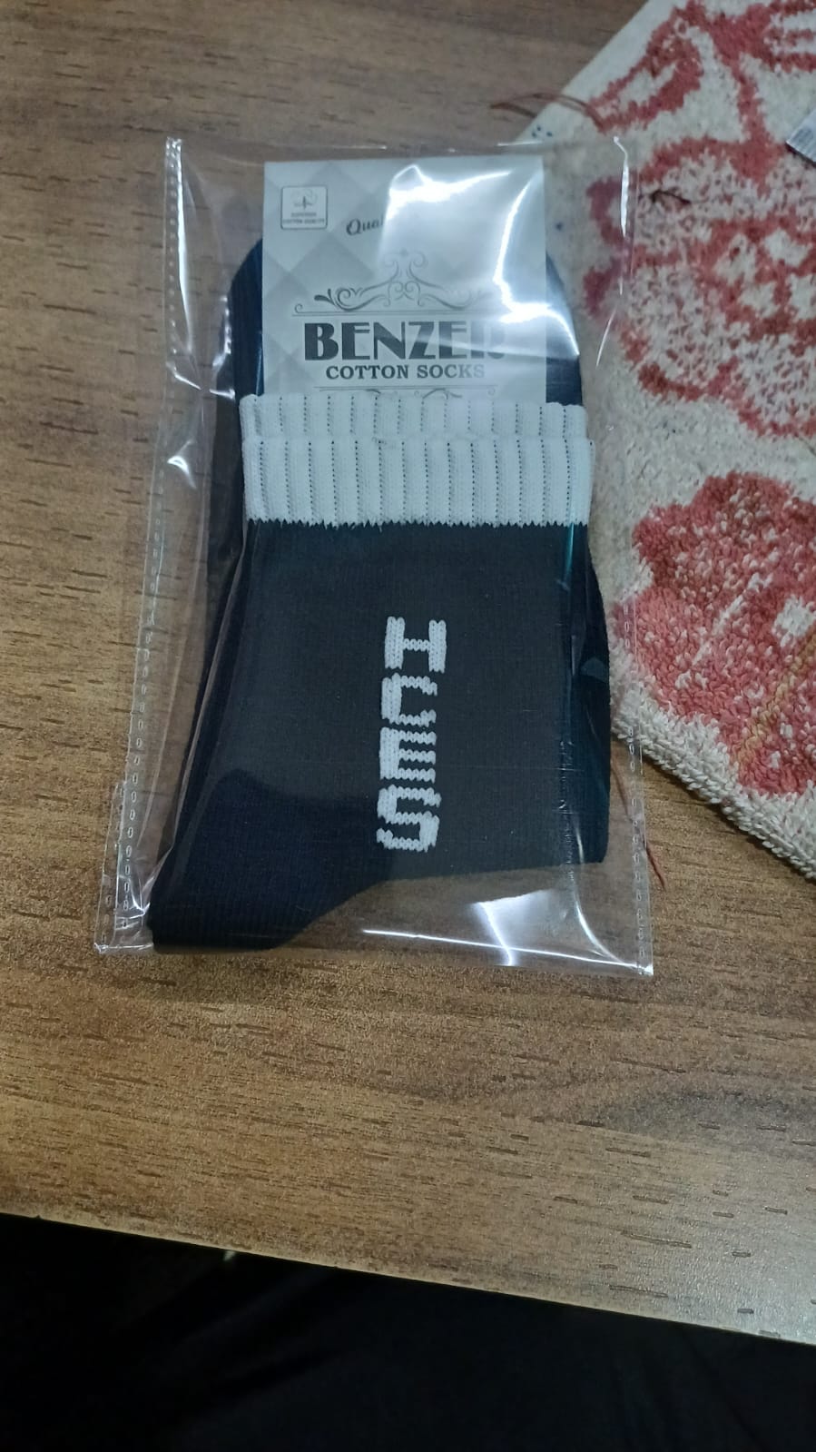 Black socks White elastic ankle name - HCES